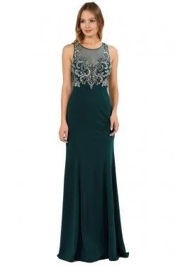 Poly USA - 8348 Embroidered Illusion Trumpet Dress Formal Gowns