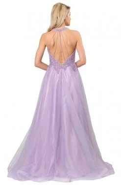 Formal Gowns Poly USA - 8412 Beaded Deep V-neck Ballgown With Strappy Back