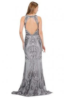 Formal Gowns Poly USA - 8438 Sequined Halter Neck Trumpet Dress 7 Formal Gowns Poly USA - 8438 Sequined Halter Neck Trumpet Dress