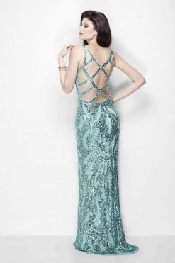 Formal Gowns Primavera Couture - 1151 Iridescent High Slit V-Neck Gown 13 Formal Gowns Primavera Couture - 1151 Iridescent High Slit V-Neck Gown