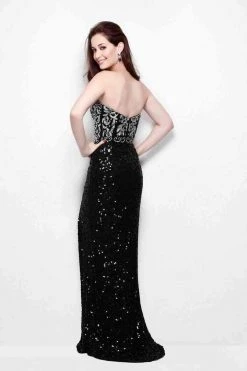 Formal Gowns Primavera Couture - 1155 Strapless Scroll Motif Sheath Gown