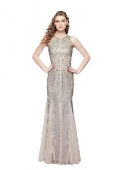 Formal Gowns Primavera Couture - 1271 Geo-Outlined Sleeveless Sheath Gown