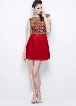 Primavera Couture - 1308 Beaded Open Back Cocktail Dress Cocktail Dresses