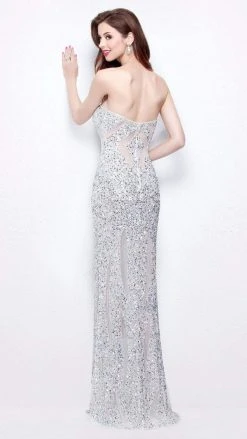 Primavera Couture - 1517 Strapless Sweetheart Sequined Gown - 1 Pc Nude In Size 10 Available Formal Gowns