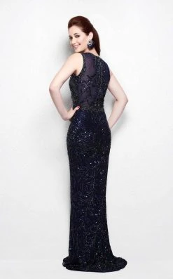 Formal Gowns Primavera Couture - 1561 Bedazzled Illusion Jewel Neck Sheath Dress