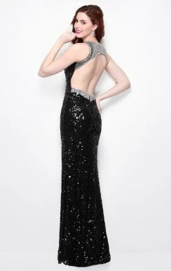 Primavera Couture - 1572 Jewel Sequined Dress With Slit