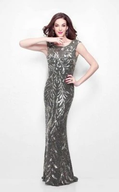 Formal Gowns Primavera Couture - 1578 Brilliant Capsleeve Sequined Evening Dress