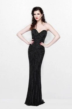 Formal Gowns Primavera Couture - 1837 Strapless Sweetheart Neckline Long Fitted Dress - 1 Pc Black In Size 2 Available
