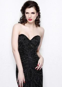 Formal Gowns Primavera Couture - 1837 Strapless Sweetheart Neckline Long Fitted Dress - 1 Pc Black In Size 2 Available