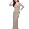 Primavera Couture - 1963 Illusion Long Sleeve Sheath Gown Formal Gowns