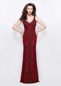 Formal Gowns Primavera Couture - 1978 Beaded V-neck Sheath Dress