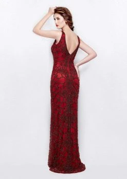 Formal Gowns Primavera Couture - 1978 Beaded V-neck Sheath Dress