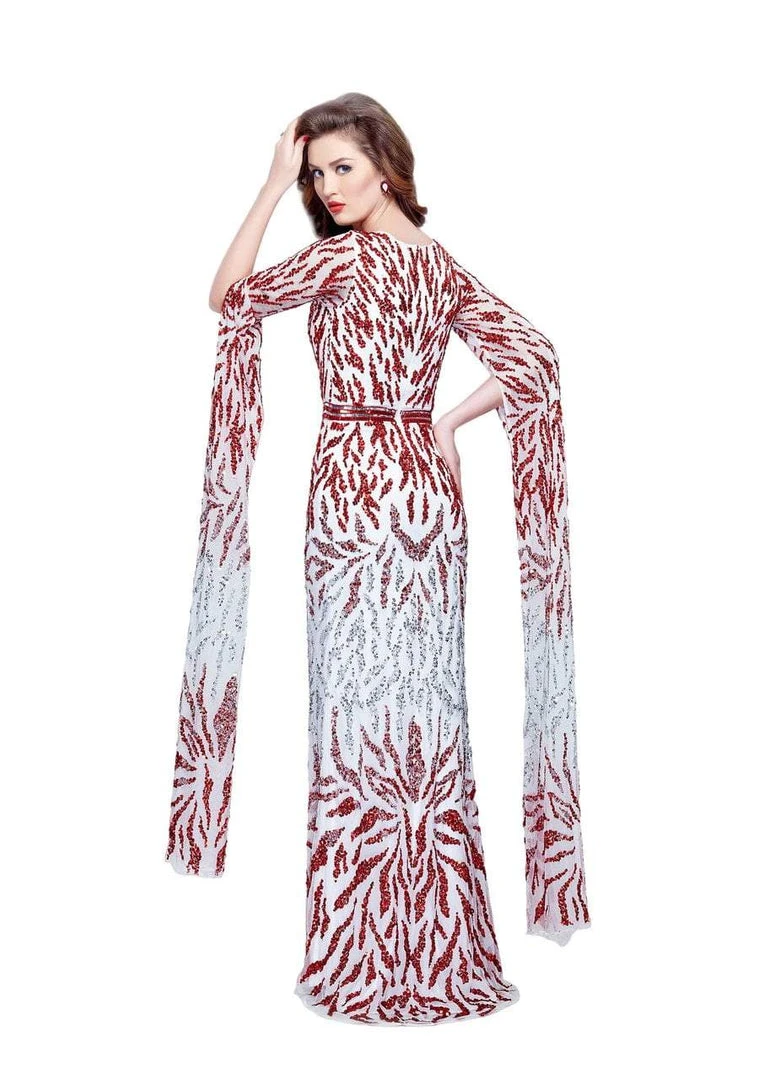 Primavera Couture - 1988 Full-Length Poet Sleeves Sheath Gown Formal Gowns 4 Primavera Couture - 1988 Full-Length Poet Sleeves Sheath Gown Formal Gowns