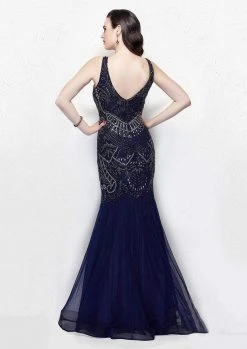 Formal Gowns Primavera Couture - 3001 Embellished V-neck Trumpet Dress