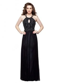 Primavera Couture - 3005 Bedazzled Halter Sheath Dress Formal Gowns