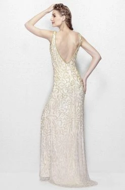 Primavera Couture - 3009 Embellished Deep V-neck Sheath Dress Formal Gowns 9 Primavera Couture - 3009 Embellished Deep V-neck Sheath Dress Formal Gowns