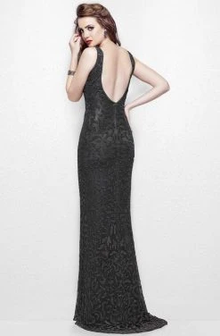 Primavera Couture - 3009 Embellished Deep V-neck Sheath Dress Formal Gowns