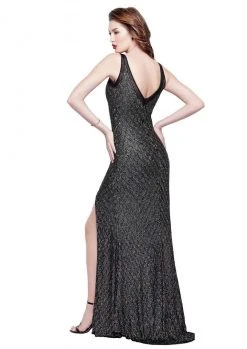 Primavera Couture - 3017 Beaded Illusion V-neck Sheath Dress Formal Gowns 7 Primavera Couture - 3017 Beaded Illusion V-neck Sheath Dress Formal Gowns