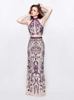 Primavera Couture - 3023 Two-Piece Halter Evening Gown