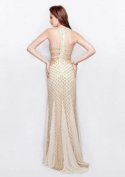 Formal Gowns Primavera Couture - 3035 Halter Embellished Strappy Back Evening Gown
