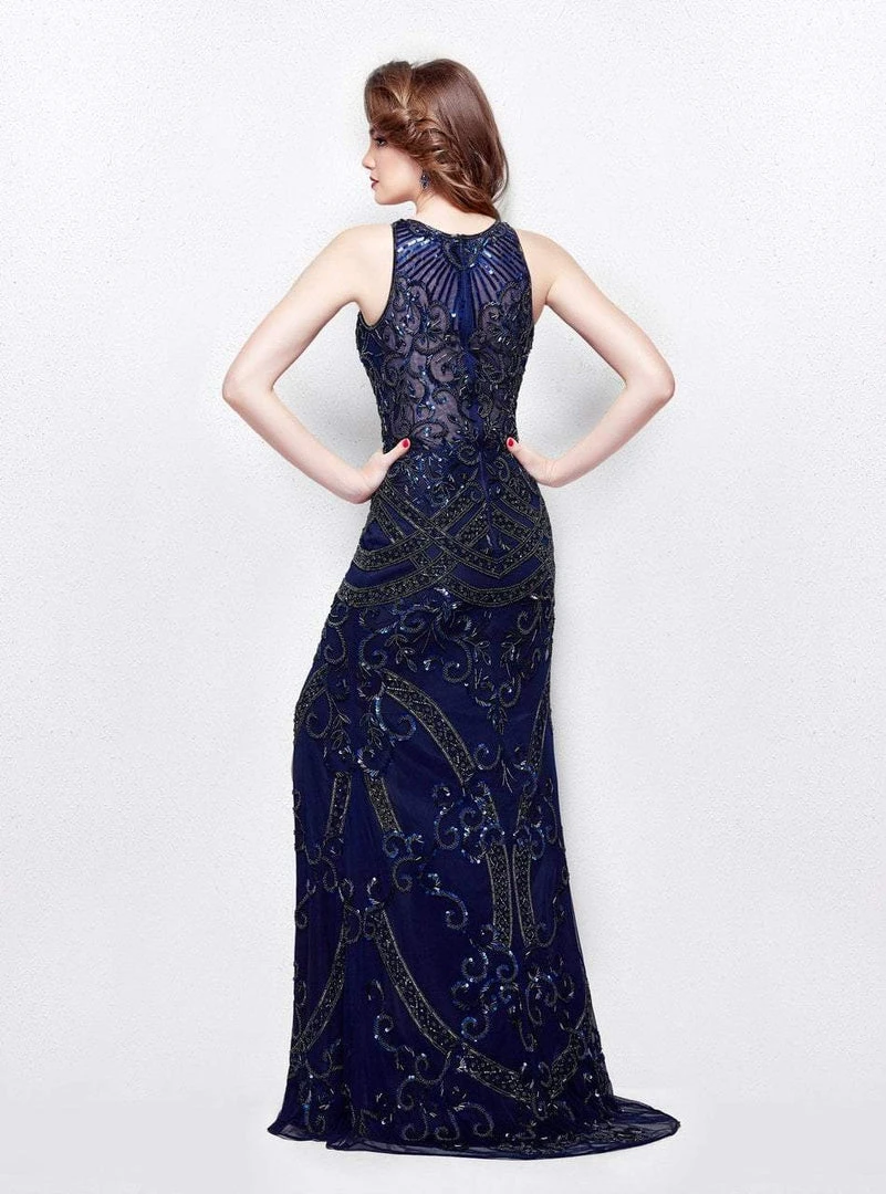 Formal Gowns Primavera Couture - 3037 Beaded Jewel Neck Sheath Dress 6 Formal Gowns Primavera Couture - 3037 Beaded Jewel Neck Sheath Dress
