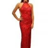 Formal Gowns Primavera Couture - 3050 Glimmering Halter Beaded Evening Gown