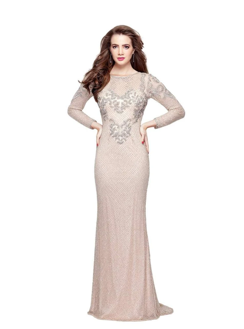 Primavera Couture - 3051 Embellished Low Scoop Back Sheath Gown Formal Gowns 3 Primavera Couture - 3051 Embellished Low Scoop Back Sheath Gown Formal Gowns