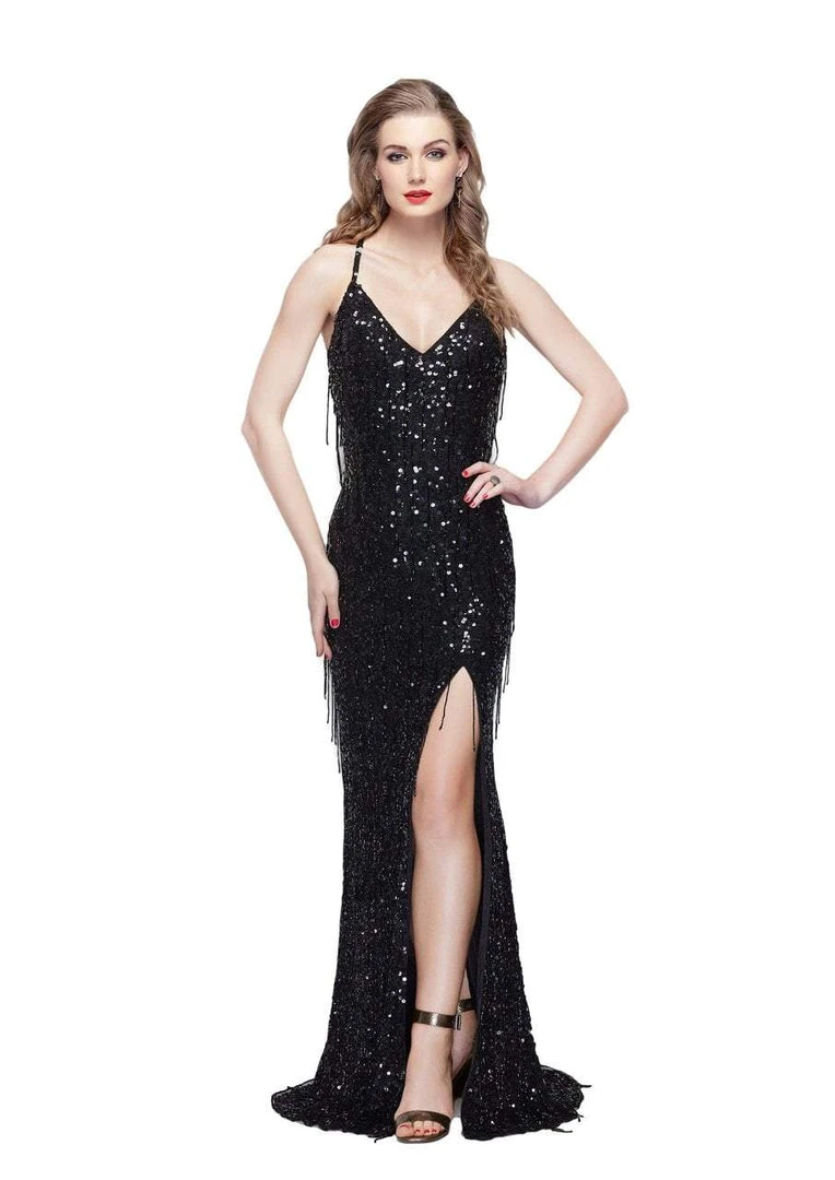 Primavera Couture - 3053 Sequined Fringe Festooned Gown Formal Gowns 3 Primavera Couture - 3053 Sequined Fringe Festooned Gown Formal Gowns