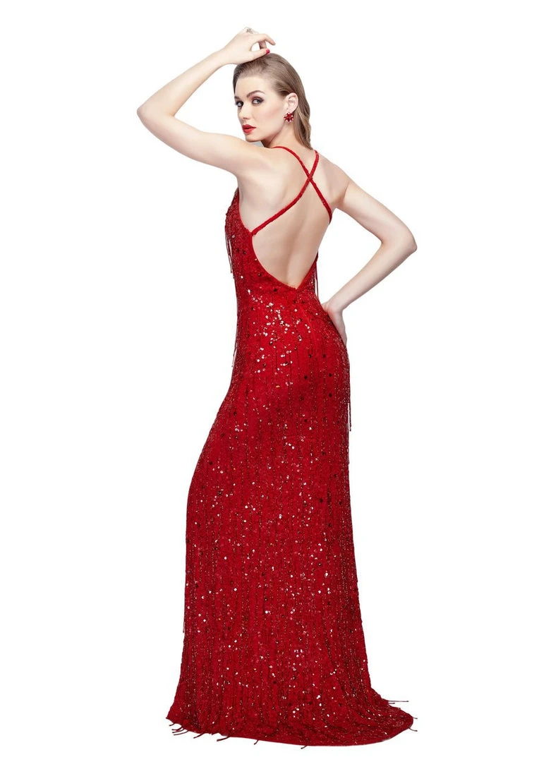 Primavera Couture - 3053 Sequined Fringe Festooned Gown Formal Gowns 8 Primavera Couture - 3053 Sequined Fringe Festooned Gown Formal Gowns