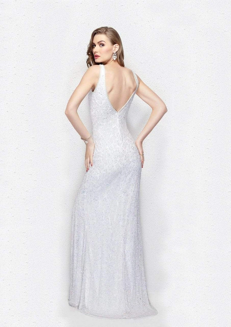 Primavera Couture - 3057 Shimmering Deep V-Cut Evening Gown Formal Gowns 4 Primavera Couture - 3057 Shimmering Deep V-Cut Evening Gown Formal Gowns