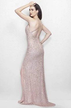 Primavera Couture - 3091 Sequined Sheath Gown With Slit 11 Primavera Couture - 3091 Sequined Sheath Gown With Slit