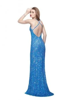 Primavera Couture - 3092 Thin Strap Sequined Sheath Gown Formal Gowns