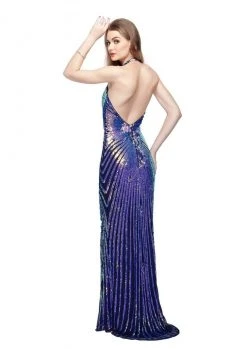 Primavera Couture - 3098 Halter Neck Sequined Gown Formal Gowns 5 Primavera Couture - 3098 Halter Neck Sequined Gown Formal Gowns