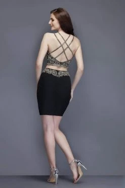 Primavera Couture - 3103 Glammed Halter Two Piece Cocktail Dress Cocktail Dresses 12 Primavera Couture - 3103 Glammed Halter Two Piece Cocktail Dress Cocktail Dresses