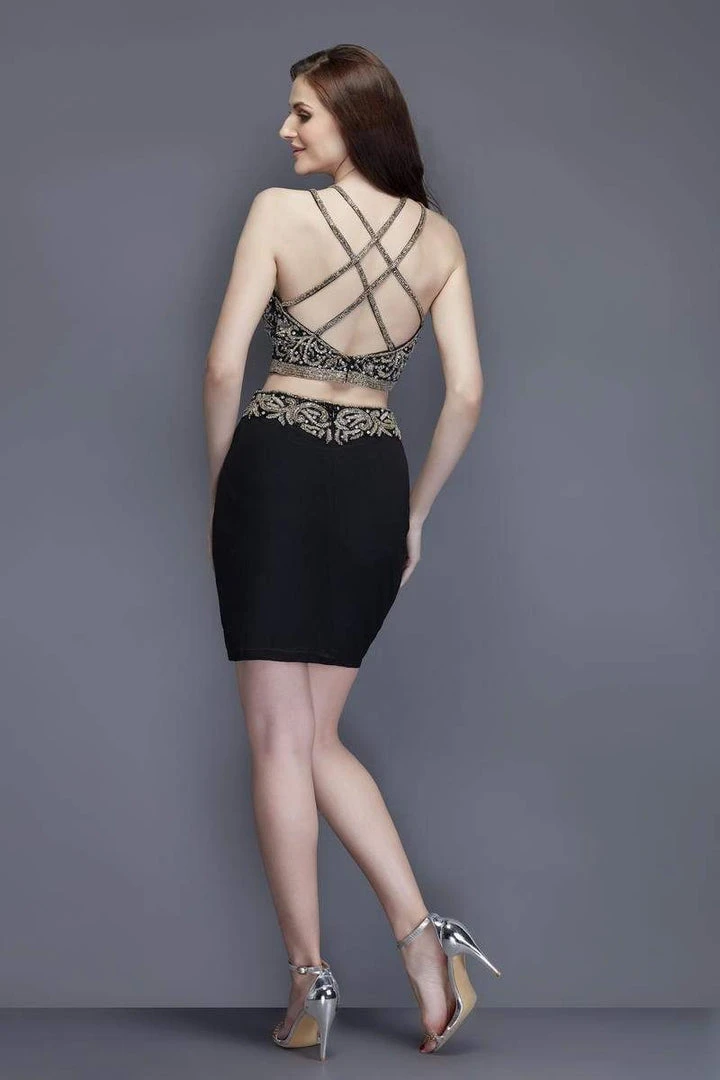 Primavera Couture - 3103 Glammed Halter Two Piece Cocktail Dress Cocktail Dresses 4 Primavera Couture - 3103 Glammed Halter Two Piece Cocktail Dress Cocktail Dresses