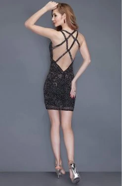 Cocktail Dresses Primavera Couture - 3105 Fully Beaded Strappy Back Short Party Dress