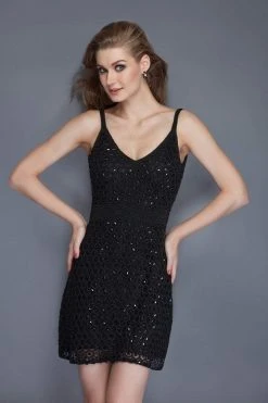 Primavera Couture - 3123 Bead Embellished V-neck Sheath Dress