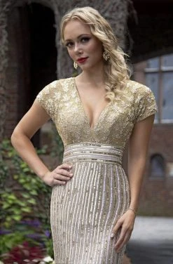 Primavera Couture - 3183 Sequined Cap Sleeves Evening Gown 13 Primavera Couture - 3183 Sequined Cap Sleeves Evening Gown