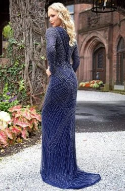 Formal Gowns Primavera Couture - 3189 Bead Embellished Long Sleeves Gown