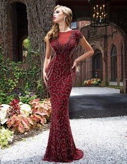 Primavera Couture - 3190 Bead Embellished Fitted Evening Gown