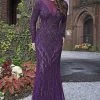Primavera Couture - 3192 Sequined Long Sleeves Sheath Gown 2 Primavera Couture - 3192 Sequined Long Sleeves Sheath Gown