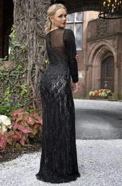 Primavera Couture - 3192 Sequined Long Sleeves Sheath Gown 8 Primavera Couture - 3192 Sequined Long Sleeves Sheath Gown