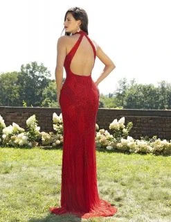 Primavera Couture - 3218 Embellished High Halter Sheath Dress Formal Gowns