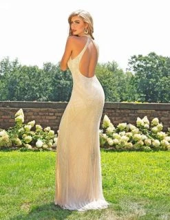 Primavera Couture - 3218 Embellished High Halter Sheath Dress Formal Gowns