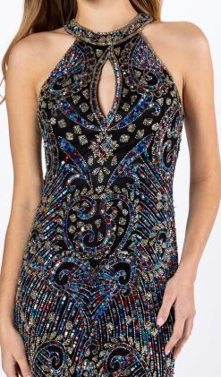 Formal Gowns Primavera Couture - 3219 Bead Embellished Gown With Slit