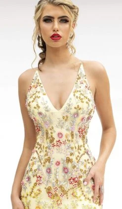 Primavera Couture - 3221 Floral Embellished Backless Sheath Gown 28 Primavera Couture - 3221 Floral Embellished Backless Sheath Gown