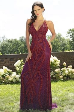 Primavera Couture - 3236 Embellished Plunging V-neck Sheath Dress 15 Primavera Couture - 3236 Embellished Plunging V-neck Sheath Dress