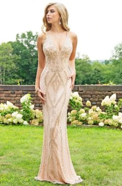 Primavera Couture - 3236 Embellished Plunging V-neck Sheath Dress 18 Primavera Couture - 3236 Embellished Plunging V-neck Sheath Dress