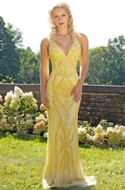 Primavera Couture - 3236 Embellished Plunging V-neck Sheath Dress 21 Primavera Couture - 3236 Embellished Plunging V-neck Sheath Dress