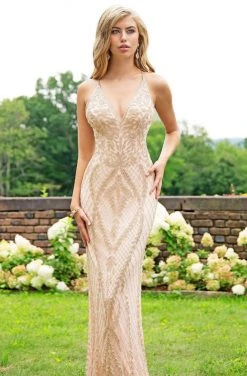 Primavera Couture - 3236 Embellished Plunging V-neck Sheath Dress 20 Primavera Couture - 3236 Embellished Plunging V-neck Sheath Dress